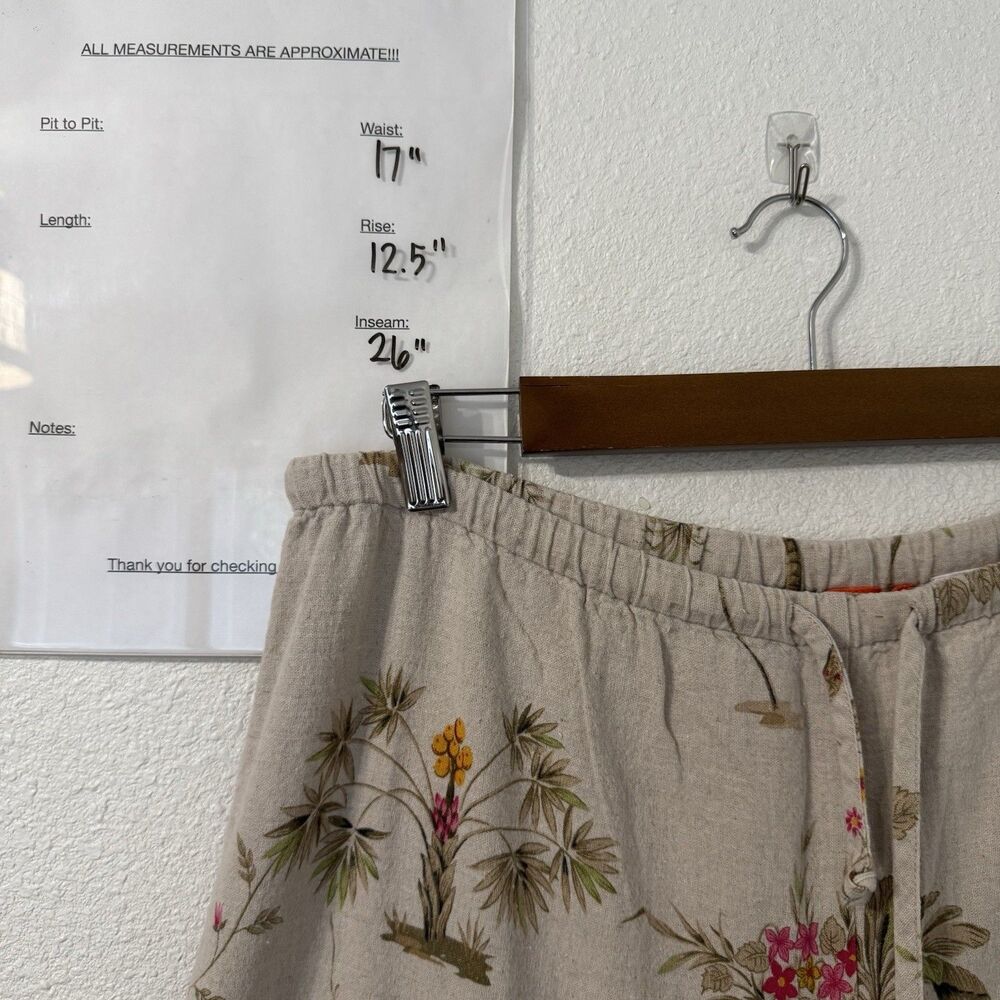 Hearts Of Palm Wide Leg Pants Womens 16 Linen Blend Hawaiian Tropical‎ Coastal - Picture 4 of 4